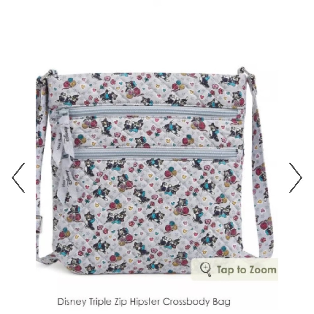NWT Vera Bradley Disney Triple Zip Hipster Crossbody - Playful Figaro Print